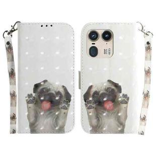 For Motorola Edge 50 Ultra 3D Colored Flip Leather Phone Case(Pug)