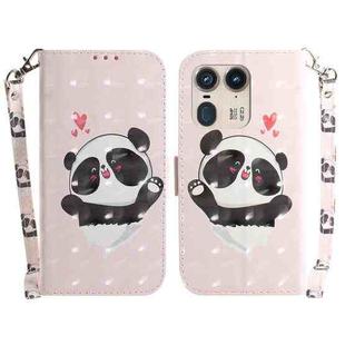 For Motorola Edge 50 Ultra 3D Colored Flip Leather Phone Case(Heart Panda)