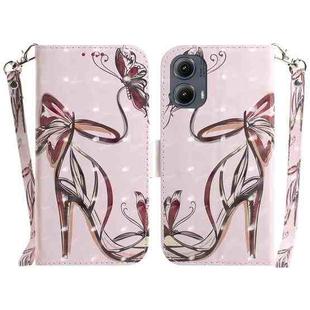 For Motorola Edge 2024 3D Colored Flip Leather Phone Case(Butterfly High-heeled)