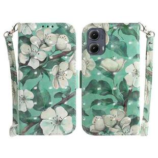 For Motorola Edge 2024 3D Colored Horizontal Flip Leather Phone Case(Watercolor Flower)