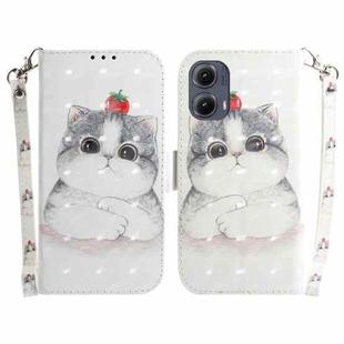 For Motorola Edge 2024 3D Colored Flip Leather Phone Case(Cute Cat)