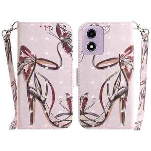 For Motorola Moto G04s / Moto E14 3D Colored Horizontal Flip Leather Phone Case(Butterfly High-heeled)