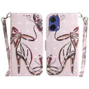 For Motorola Moto G85 3D Colored Flip Leather Phone Case(Butterfly High-heeled)