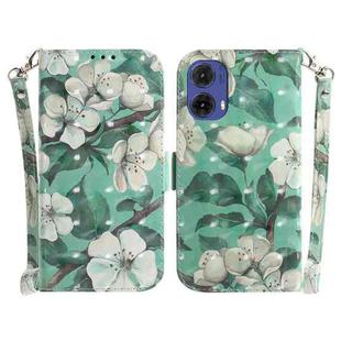 For Motorola Moto G85 3D Colored Flip Leather Phone Case(Watercolor Flower)