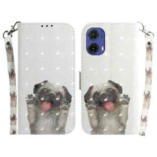 For Motorola Moto G85 3D Colored Flip Leather Phone Case(Pug)