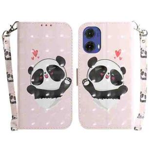 For Motorola Moto G85 3D Colored Flip Leather Phone Case(Heart Panda)