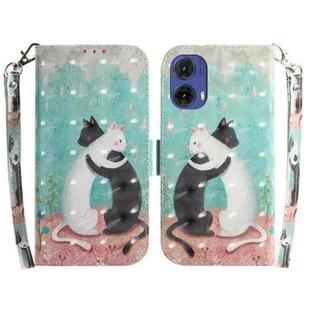 For Motorola Moto G85 3D Colored Flip Leather Phone Case(Black White Cat)