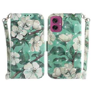 For Motorola Moto G55 3D Colored Flip Leather Phone Case(Watercolor Flower)