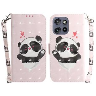 For Motorola Edge 50 Neo 5G Global 3D Colored Flip Leather Phone Case(Heart Panda)