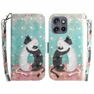 For Motorola Edge 50 Neo 5G Global 3D Colored Flip Leather Phone Case(Black White Cat)