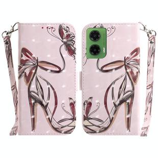 For Motorola Moto G35 3D Colored Flip Leather Phone Case(Butterfly High-heeled)