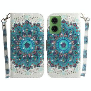 For Motorola Moto G35 3D Colored Flip Leather Phone Case(Peacock Wreath)