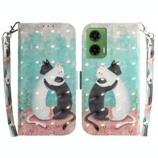 For Motorola Moto G35 3D Colored Flip Leather Phone Case(Black White Cat)