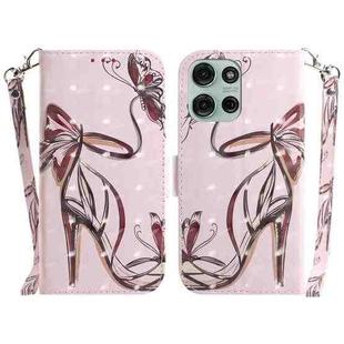 For Motorola Moto G75 5G 3D Colored Flip Leather Phone Case(Butterfly High-heeled)