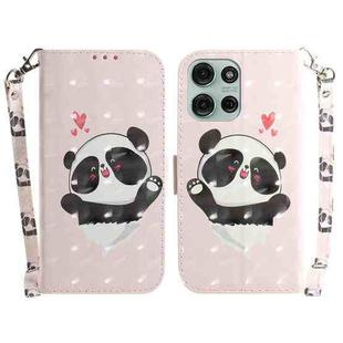 For Motorola Moto G75 5G 3D Colored Flip Leather Phone Case(Heart Panda)