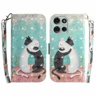 For Motorola Moto G75 5G 3D Colored Flip Leather Phone Case(Black White Cat)