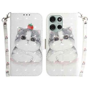 For Motorola Moto G75 5G 3D Colored Flip Leather Phone Case(Cute Cat)