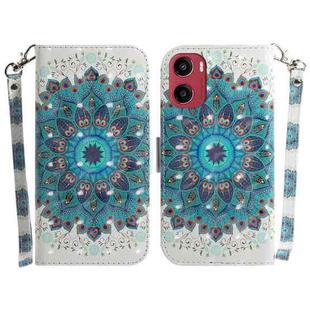 For Motorola Moto G05 / E15 3D Colored Flip Leather Phone Case(Peacock Wreath)