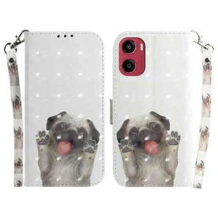 For Motorola Moto G05 / E15 3D Colored Flip Leather Phone Case(Pug)