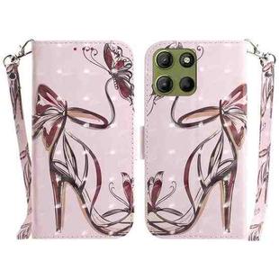 For Motorola Moto G15 3D Colored Flip Leather Phone Case(Butterfly High-heeled)