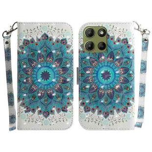 For Motorola Moto G15 3D Colored Flip Leather Phone Case(Peacock Wreath)