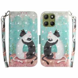 For Motorola Moto G15 3D Colored Flip Leather Phone Case(Black White Cat)