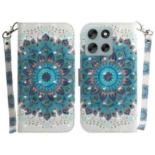 For Motorola Moto G56 5G / G66j 5G / G66y 5G 3D Colored Flip Leather Phone Case(Peacock Wreath)
