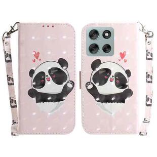 For Motorola Moto G56 5G / G66j 5G / G66y 5G 3D Colored Flip Leather Phone Case(Heart Panda)