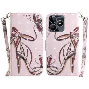 For Realme C53 / Narzo N53 3D Colored Horizontal Flip Leather Phone Case(Butterfly High-heeled)