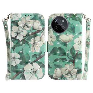 For Realme 11 4G Global 3D Colored Horizontal Flip Leather Phone Case(Watercolor Flower)