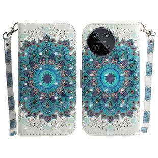 For Realme 11 4G Global 3D Colored Horizontal Flip Leather Phone Case(Peacock Wreath)