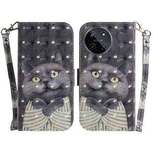 For Realme 11 4G Global 3D Colored Horizontal Flip Leather Phone Case(Hug Cat)