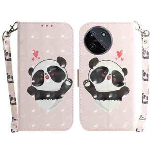For Realme 11 4G Global 3D Colored Horizontal Flip Leather Phone Case(Heart Panda)