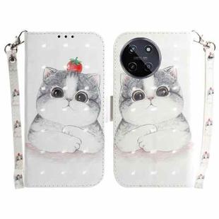 For Realme 11 4G Global 3D Colored Horizontal Flip Leather Phone Case(Cute Cat)
