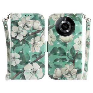 For Realme 11 5G/Narzo 60 India Version 3D Colored Horizontal Flip Leather Phone Case(Watercolor Flower)