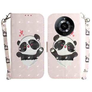 For Realme 11 5G/Narzo 60 India Version 3D Colored Horizontal Flip Leather Phone Case(Heart Panda)