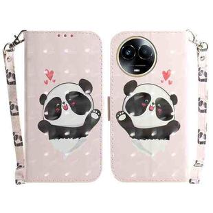 For Realme 11 5G Global 3D Colored Horizontal Flip Leather Phone Case(Heart Panda)