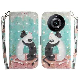For Realme 11 Pro 5G/11 Pro+ 5G/Narzo 60 Pro 5G 3D Colored Horizontal Flip Leather Phone Case(Black White Cat)
