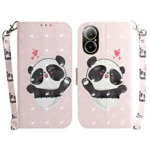 For Realme C67 4G Global 3D Colored Horizontal Flip Leather Phone Case(Heart Panda)