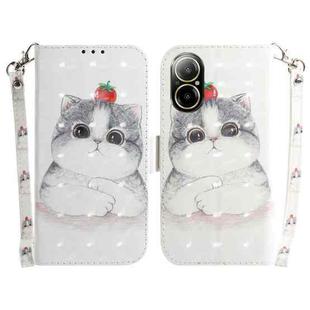 For Realme C67 4G Global 3D Colored Horizontal Flip Leather Phone Case(Cute Cat)