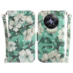 For Realme 12 5G 3D Colored Horizontal Flip Leather Phone Case(Watercolor Flower)