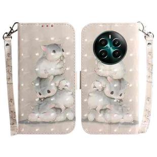 For Realme 12+ 3D Colored Horizontal Flip Leather Phone Case(Squirrels)