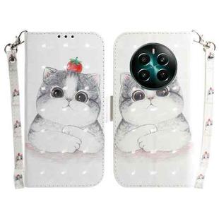 For Realme 12+ 3D Colored Horizontal Flip Leather Phone Case(Cute Cat)
