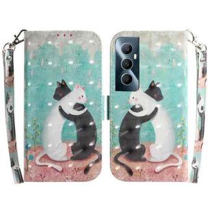 For Realme C65 4G 3D Colored Horizontal Flip Leather Phone Case(Black White Cat)