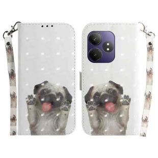 For Realme GT 6 / GT 6T / GT Neo6 / GT Neo6 SE 3D Colored Horizontal Flip Leather Phone Case(Pug)