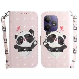 For Realme GT 6 / GT 6T / GT Neo6 / GT Neo6 SE 3D Colored Horizontal Flip Leather Phone Case(Heart Panda)