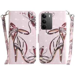 For Realme C75 3D Colored Horizontal Flip Leather Phone Case(Butterfly High-heeled)