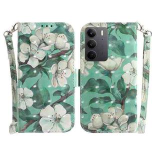 For Realme C75 3D Colored Horizontal Flip Leather Phone Case(Watercolor Flower)