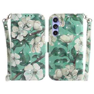 For Samsung Galaxy S23 FE 5G 3D Colored Horizontal Flip Leather Phone Case(Watercolor Flower)