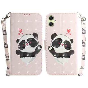 For Samsung Galaxy A05 3D Colored Horizontal Flip Leather Phone Case(Heart Panda)